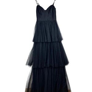 Lulus Mesh Tulle Tiered Dress Size XS Fairy Grunge Witchy Whimsigoth Wednesday